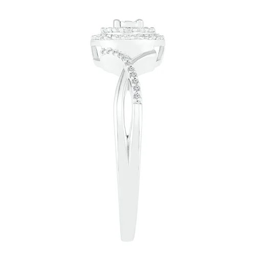 Diamond Halo Promise Ring In Sterling Silver (1/7 Ct. Tw.)