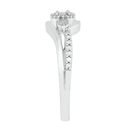 Diamond Halo Promise Ring In Sterling Silver