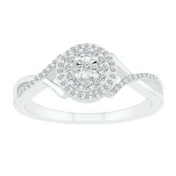 Diamond Halo Promise Ring In Sterling Silver (1/7 Ct. Tw.)