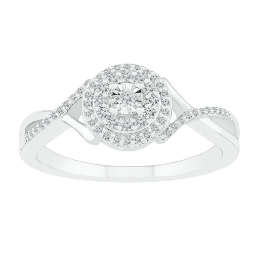 Diamond Halo Promise Ring In Sterling Silver (1/7 Ct. Tw.)