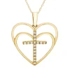 Diamond Heart Cross Pendant In 10K Yellow Gold (1/10 Ct. Tw.)