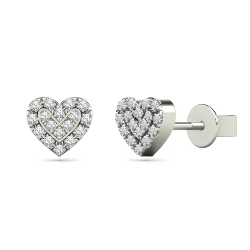 Diamond Heart Earrings In 14K Gold (1/10 Ct. Tw.)