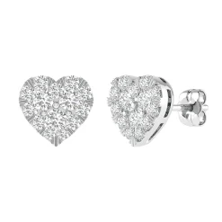 Diamond Heart Earrings In 14K White Gold (1 Ct. Tw.)