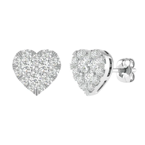 Diamond Heart Earrings In 14K White Gold (1 Ct. Tw.)