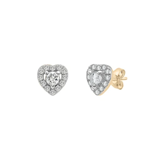 Diamond Heart Halo Earrings In 14K Yellow Gold (1/4 Ct. Tw.)