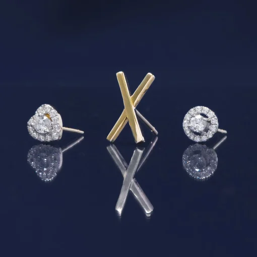 Diamond Heart Halo Earrings In 14K Yellow Gold (1/4 Ct. Tw.)