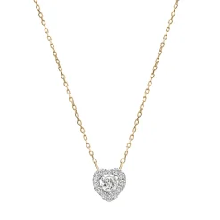 Diamond Heart Halo Necklace In 14K Yellow Gold (1/4 Ct. Tw.)