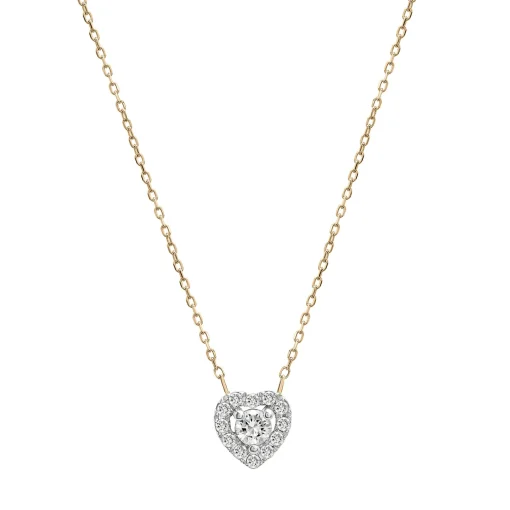 Diamond Heart Halo Necklace In 14K Yellow Gold (1/4 Ct. Tw.)