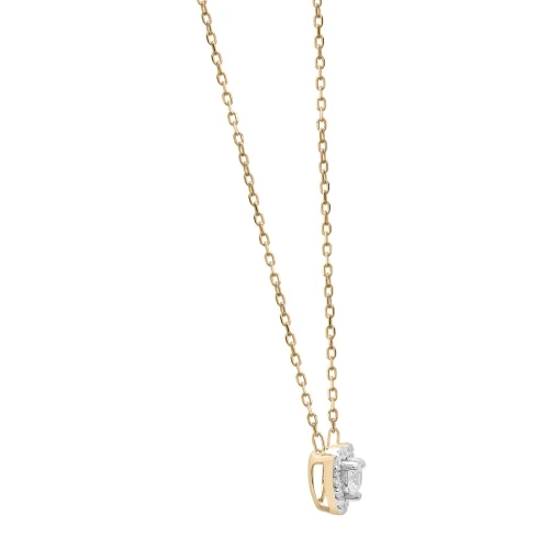 Diamond Heart Halo Necklace In 14K Yellow Gold (1/4 Ct. Tw.)