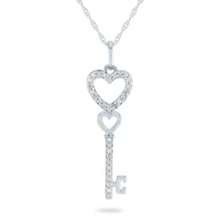 Diamond Heart Key Pendant