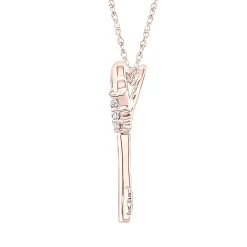 Diamond Heart Key Pendant In 10K Rose Gold