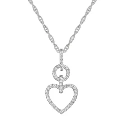 Diamond Heart Link Pendant In 10K White Gold (1/7 Ct. Tw.)