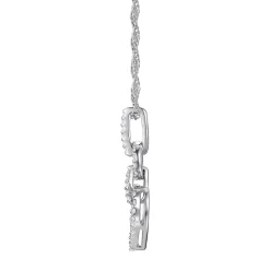 Diamond Heart Link Pendant In 10K White Gold (1/7 Ct. Tw.)