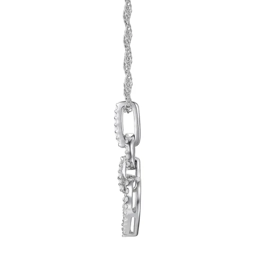 Diamond Heart Link Pendant In 10K White Gold (1/7 Ct. Tw.)
