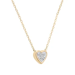 Diamond Heart Necklace In 14K Yellow Gold (1/10 Ct. Tw.)