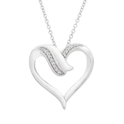 Diamond Heart Pendant In Sterling Silver
