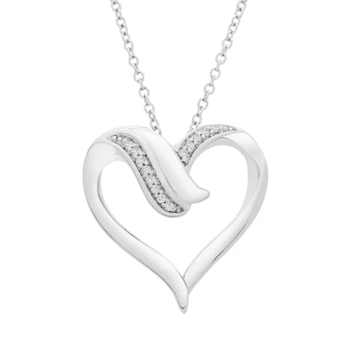 Diamond Heart Pendant In Sterling Silver