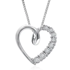 Diamond Heart Pendant In Sterling Silver (1/10 Ct. Tw.)