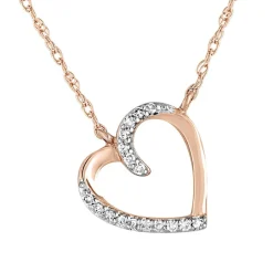Diamond Heart Pendant In 10K Rose Gold