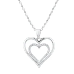 Diamond Heart Pendant In Sterling Silver