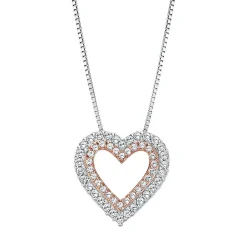 Diamond Heart Pendant In 10K White & Rose Gold (1/4 Ct. Tw.)