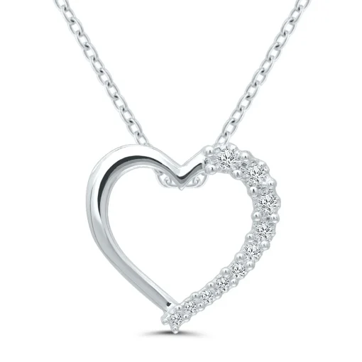 Diamond Heart Pendant In Sterling Silver (1/10 Ct. Tw.)