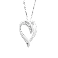 Diamond Heart Pendant In Sterling Silver