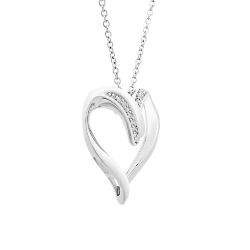 Diamond Heart Pendant In Sterling Silver