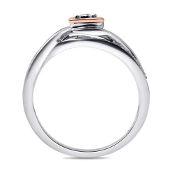 Diamond Heart Promise Ring In Sterling Silver & 10K Rose Gold