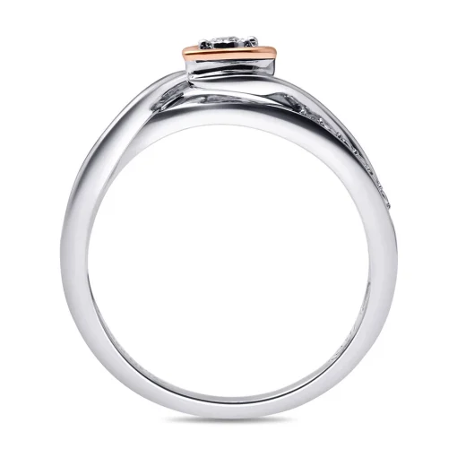 Diamond Heart Promise Ring In Sterling Silver & 10K Rose Gold