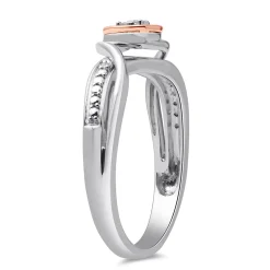 Diamond Heart Promise Ring In Sterling Silver & 10K Rose Gold