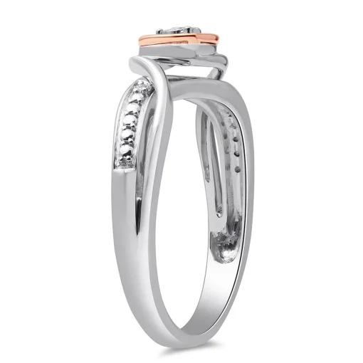 Diamond Heart Promise Ring In Sterling Silver & 10K Rose Gold
