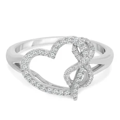 Diamond Heart Ring In Sterling Silver (1/4 Ct. Tw.)