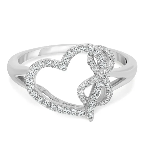 Diamond Heart Ring In Sterling Silver (1/4 Ct. Tw.)