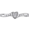 Diamond Heart Ring In Sterling Silver