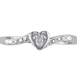 Diamond Heart Ring In Sterling Silver