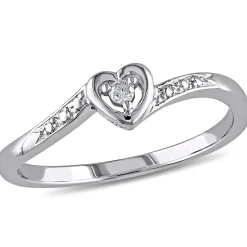 Diamond Heart Ring In Sterling Silver