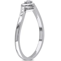Diamond Heart Ring In Sterling Silver