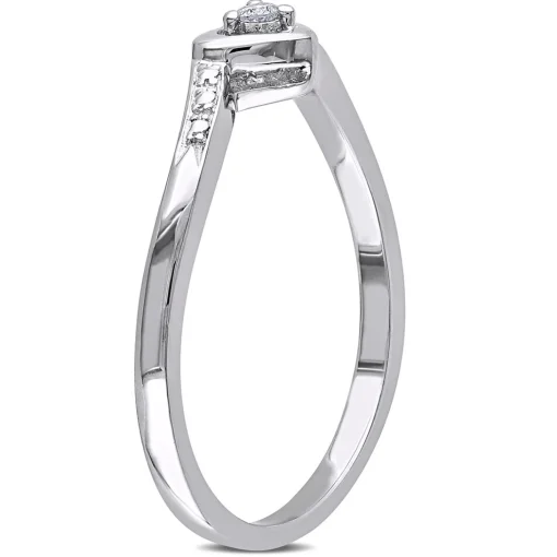 Diamond Heart Ring In Sterling Silver