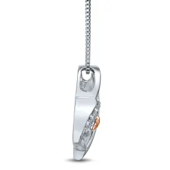 Diamond Heart Shaped Pendant In Sterling Silver
