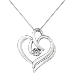 Diamond Heart Swirl Pendant In 14K White Gold (1/7 Ct. Tw.)