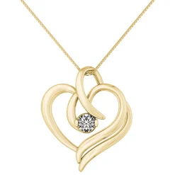 Diamond Heart Swirl Pendant In 14K Yellow Gold (1/7 Ct. Tw.)
