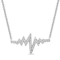 Diamond Heartbeat Necklace In Sterling Silver (1/7 Ct. Tw.)