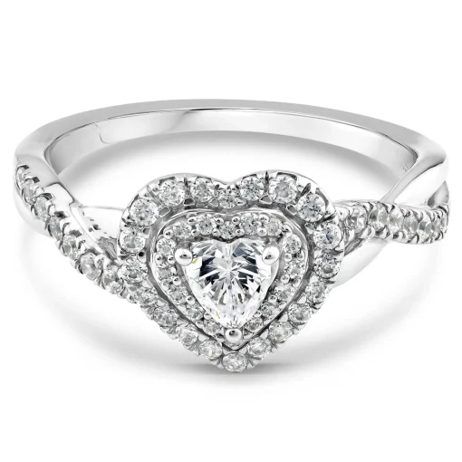 Diamond Heart-Shaped Halo Ring In 14K White Gold (5/8 Ct. Tw.)