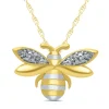 Diamond Honey Bee Pendant In 10K Yellow Gold