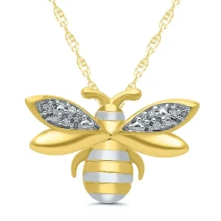 Diamond Honey Bee Pendant In 10K Yellow Gold