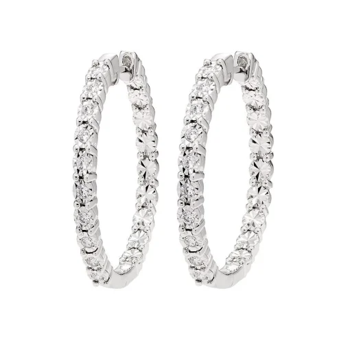 Diamond Hoop Earrings In