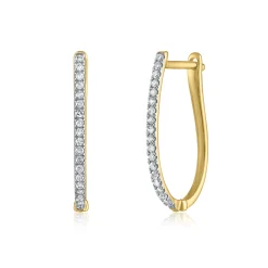 Diamond Hoop Earrings In 14K Yellow Gold (1/10 Ct. Tw.)