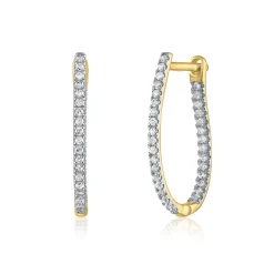 Diamond Hoop Earrings In 14K Yellow Gold (1/5 Ct. Tw.)