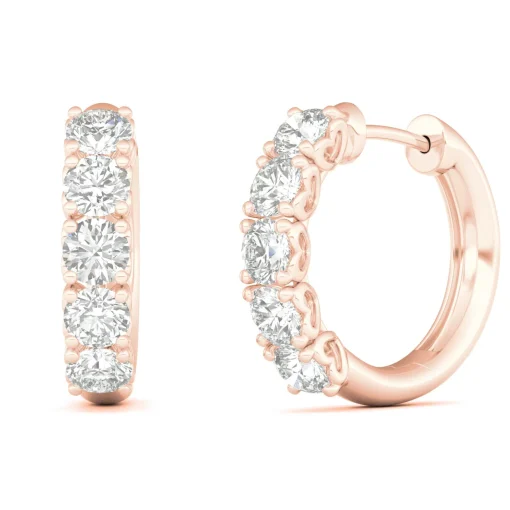 Diamond Hoop Earrings In 10K Rose Gold (1 Ct. Tw.)